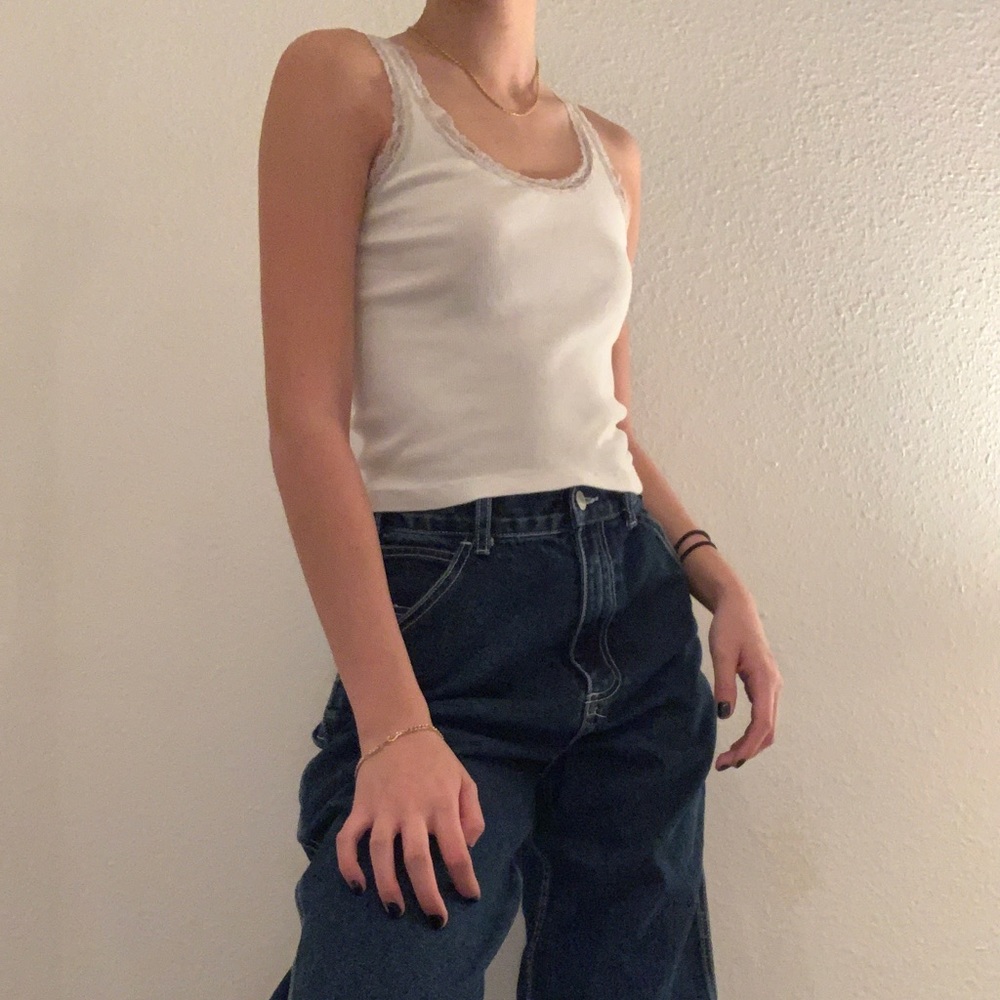 Brandy Melville white tank with lace